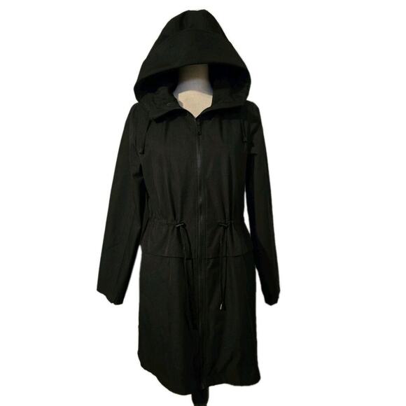 Sam Edelman Jackets & Blazers - Sam Edelman Women’s Hooded Raincoat Jacket Black Long Sleeve Sz Small